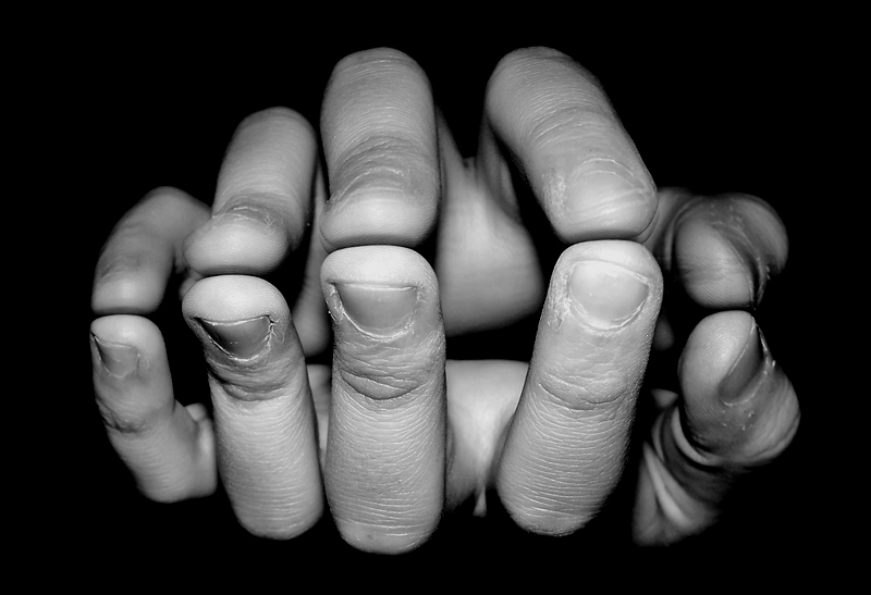 Photo of hand reflected in the mirror